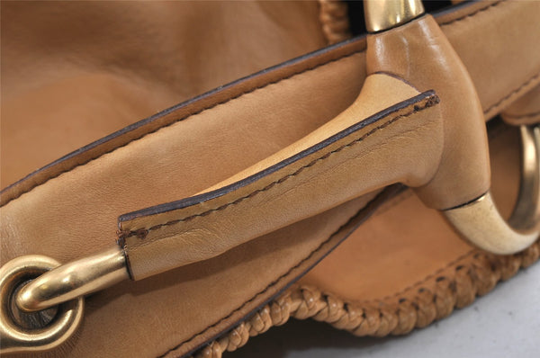 Authentic GUCCI Vintage Horsebit Shoulder Hand Bag Leather 114900 Brown 2570K