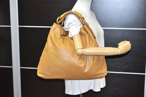 Authentic GUCCI Vintage Horsebit Shoulder Hand Bag Leather 114900 Brown 2570K