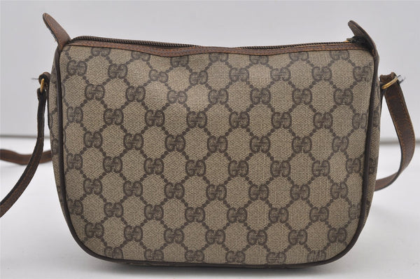 Authentic GUCCI Web Sherry Line Shoulder Cross Bag GG PVC Leather Brown 2576J