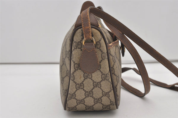 Authentic GUCCI Web Sherry Line Shoulder Cross Bag GG PVC Leather Brown 2576J