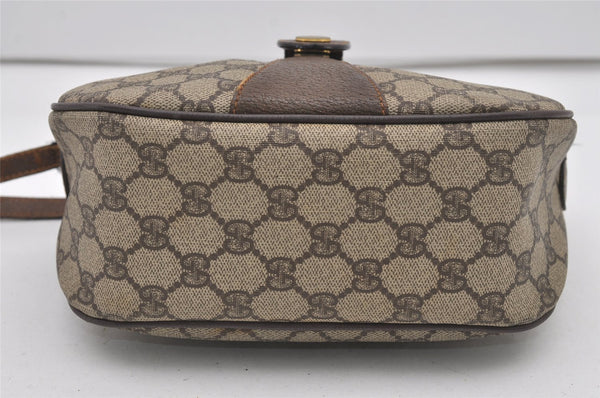 Authentic GUCCI Web Sherry Line Shoulder Cross Bag GG PVC Leather Brown 2576J