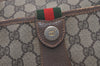 Authentic GUCCI Web Sherry Line Shoulder Cross Bag GG PVC Leather Brown 2576J