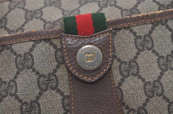 Authentic GUCCI Web Sherry Line Shoulder Cross Bag GG PVC Leather Brown 2576J