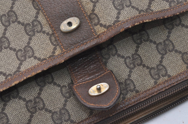 Authentic GUCCI Web Sherry Line Shoulder Cross Bag GG PVC Leather Brown 2576J