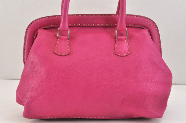 Authentic FENDI Vintage Selleria Shoulder Tote Bag Leather Pink 2577K