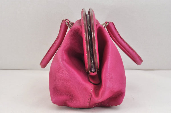 Authentic FENDI Vintage Selleria Shoulder Tote Bag Leather Pink 2577K