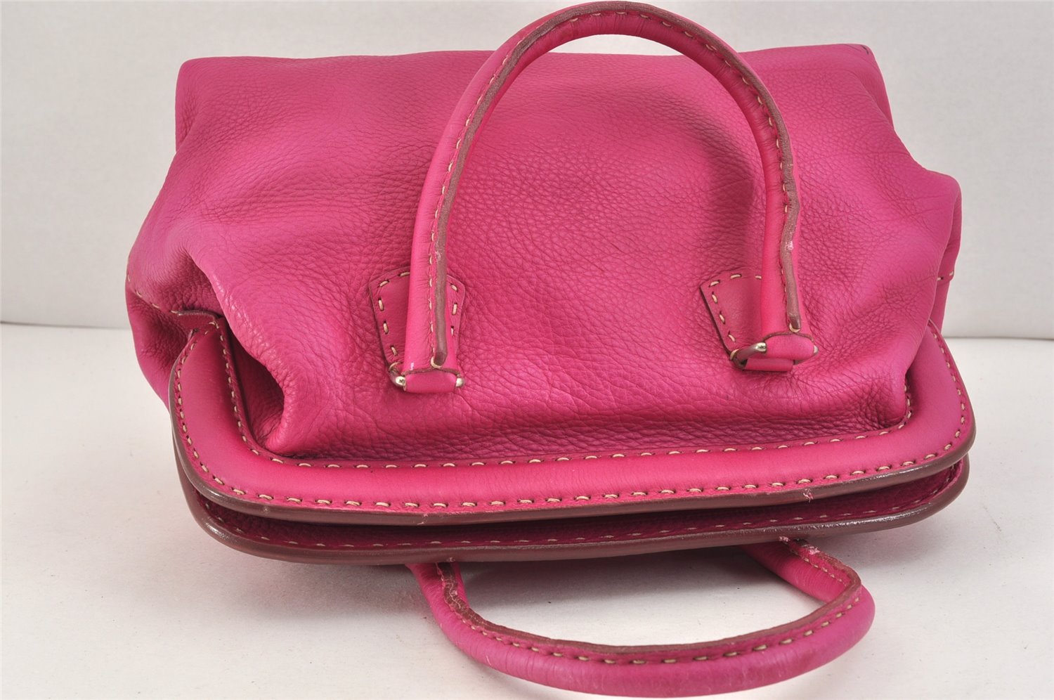 Authentic FENDI Vintage Selleria Shoulder Tote Bag Leather Pink 2577K