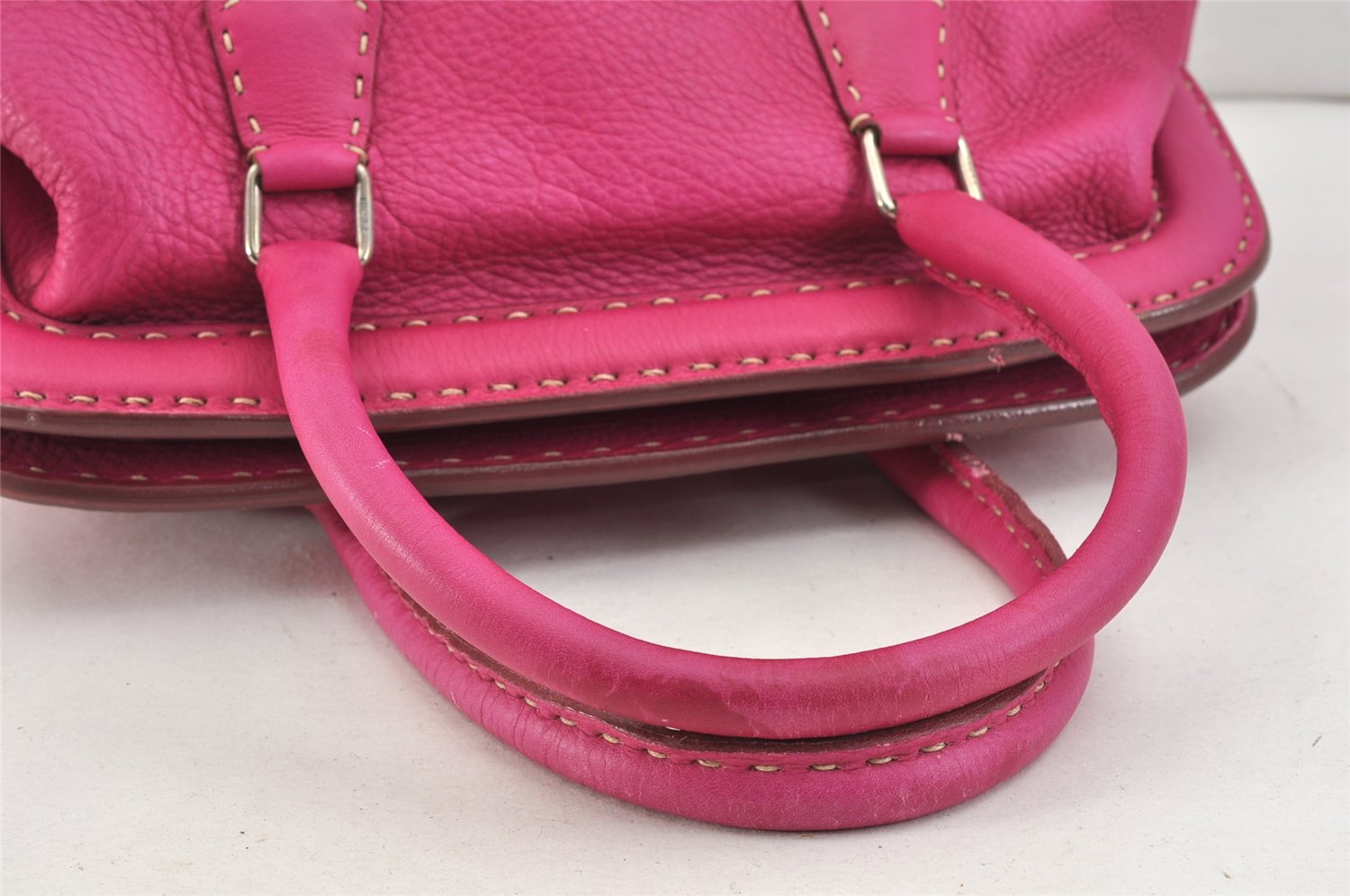 Authentic FENDI Vintage Selleria Shoulder Tote Bag Leather Pink 2577K