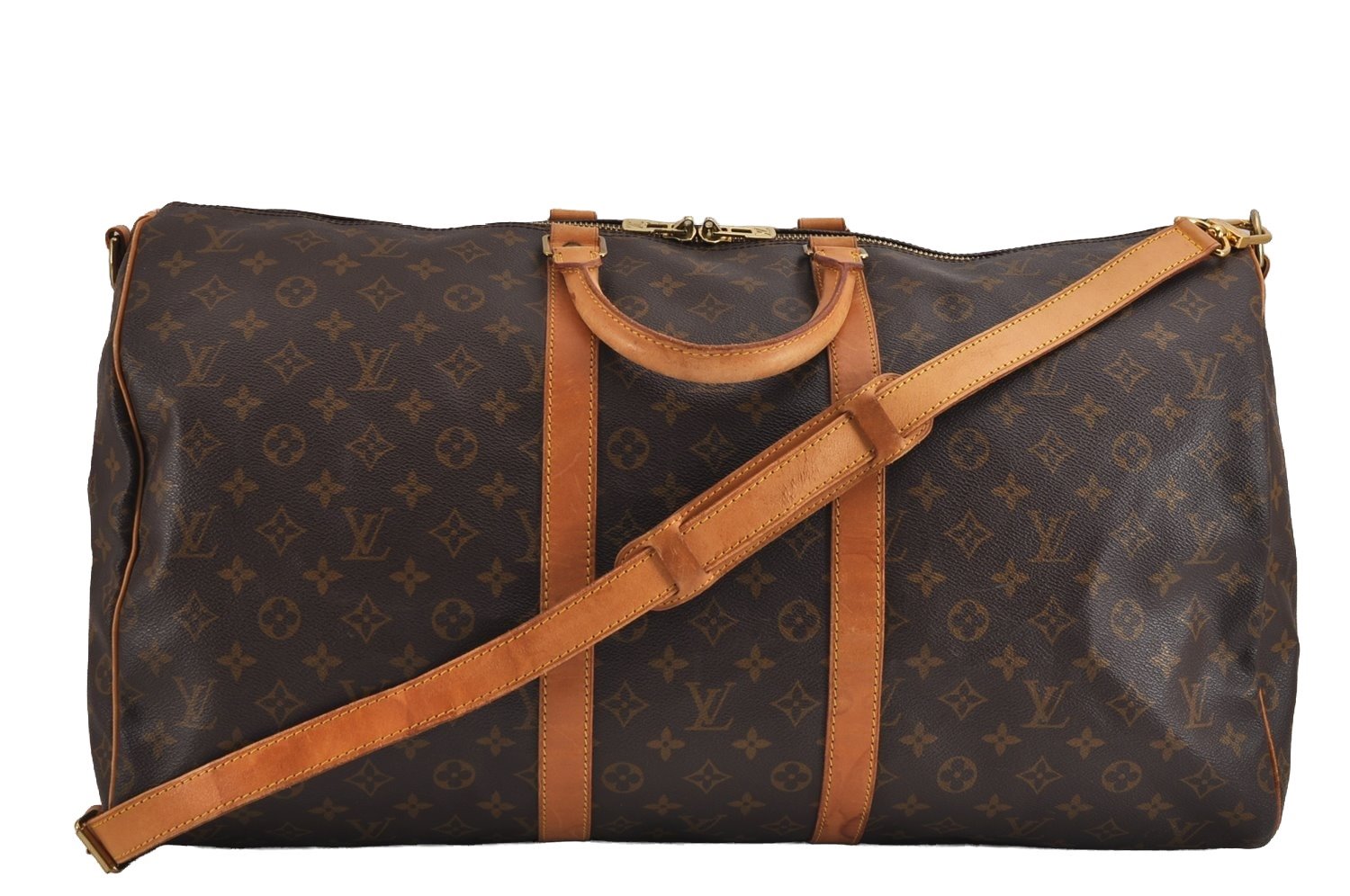 Authentic Louis Vuitton Monogram Keepall Bandouliere 55 M41414 Boston Bag 2579J