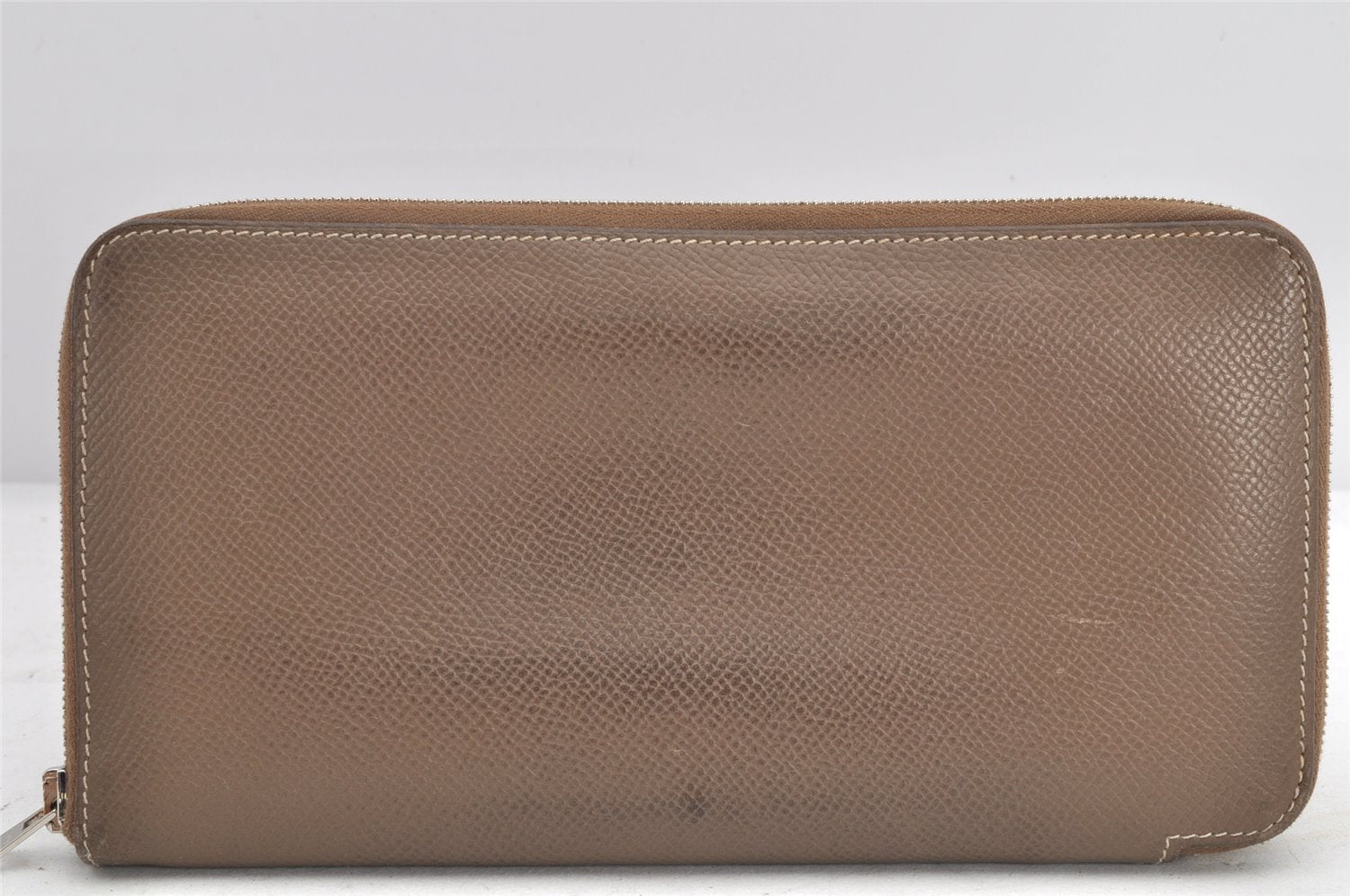 Authentic HERMES Azap Silk In Long Wallet Purse Leather Brown Box 2580K