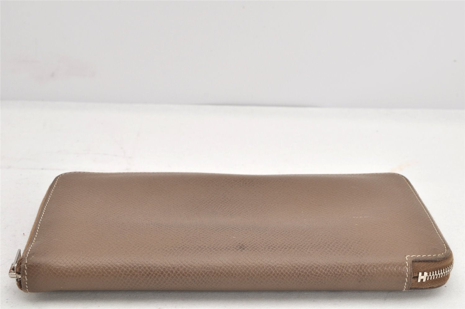 Authentic HERMES Azap Silk In Long Wallet Purse Leather Brown Box 2580K