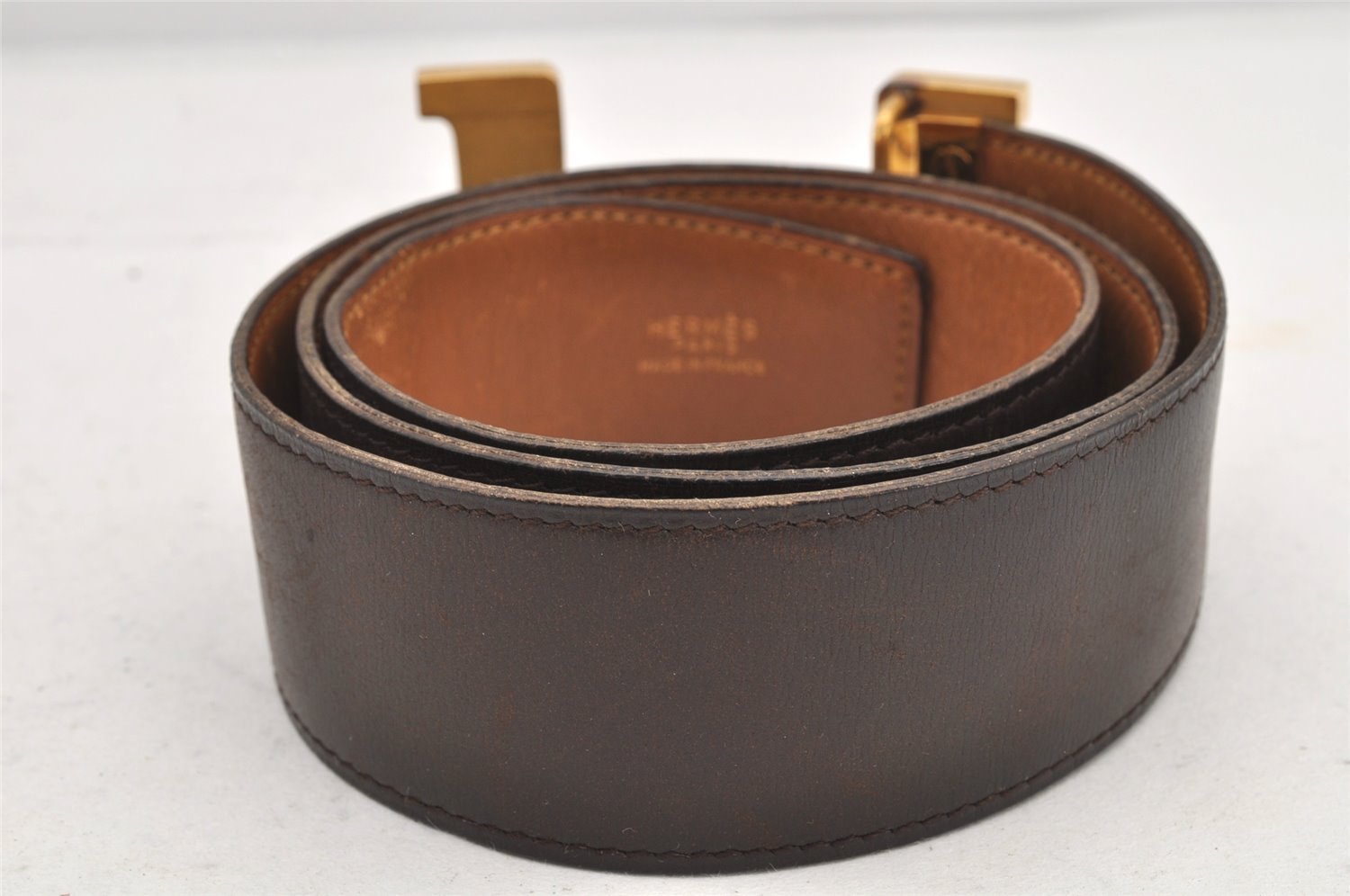 Authentic HERMES Vintage Leather Belt Reversible 30.7-32.3