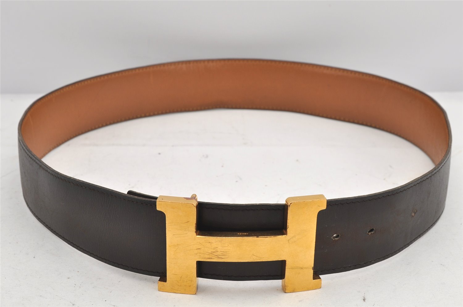 Authentic HERMES Vintage Leather Belt Reversible 30.7-32.3