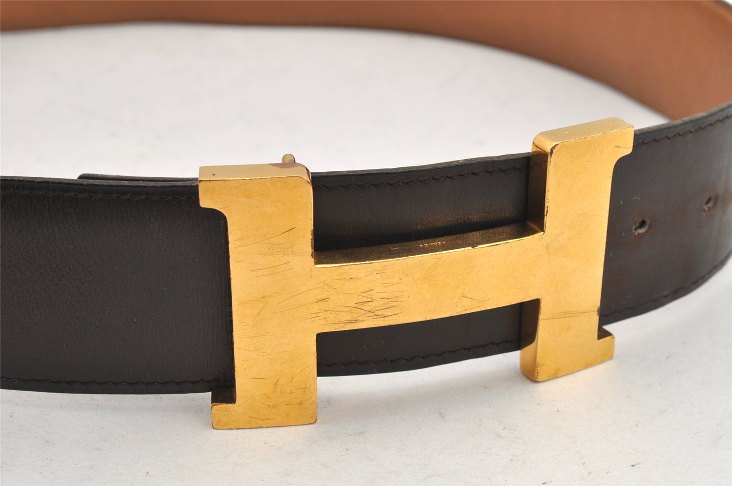 Authentic HERMES Vintage Leather Belt Reversible 30.7-32.3