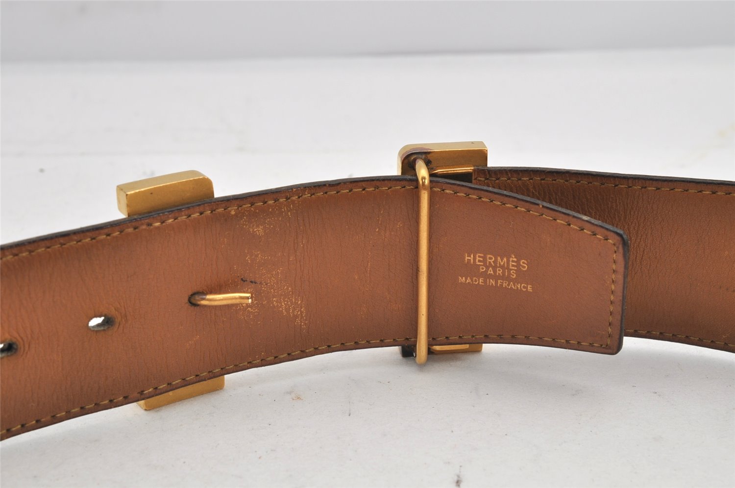 Authentic HERMES Vintage Leather Belt Reversible 30.7-32.3