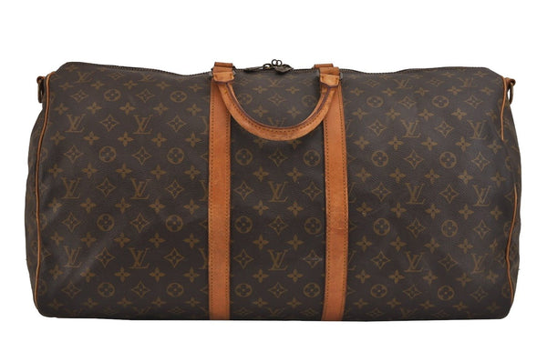 Authentic Louis Vuitton Monogram Keepall Bandouliere 55 M41414 Boston Bag 2582J