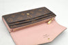 Authentic Louis Vuitton Monogram Portefeuille Sarah Wallet Pink M62235 LV 2583K