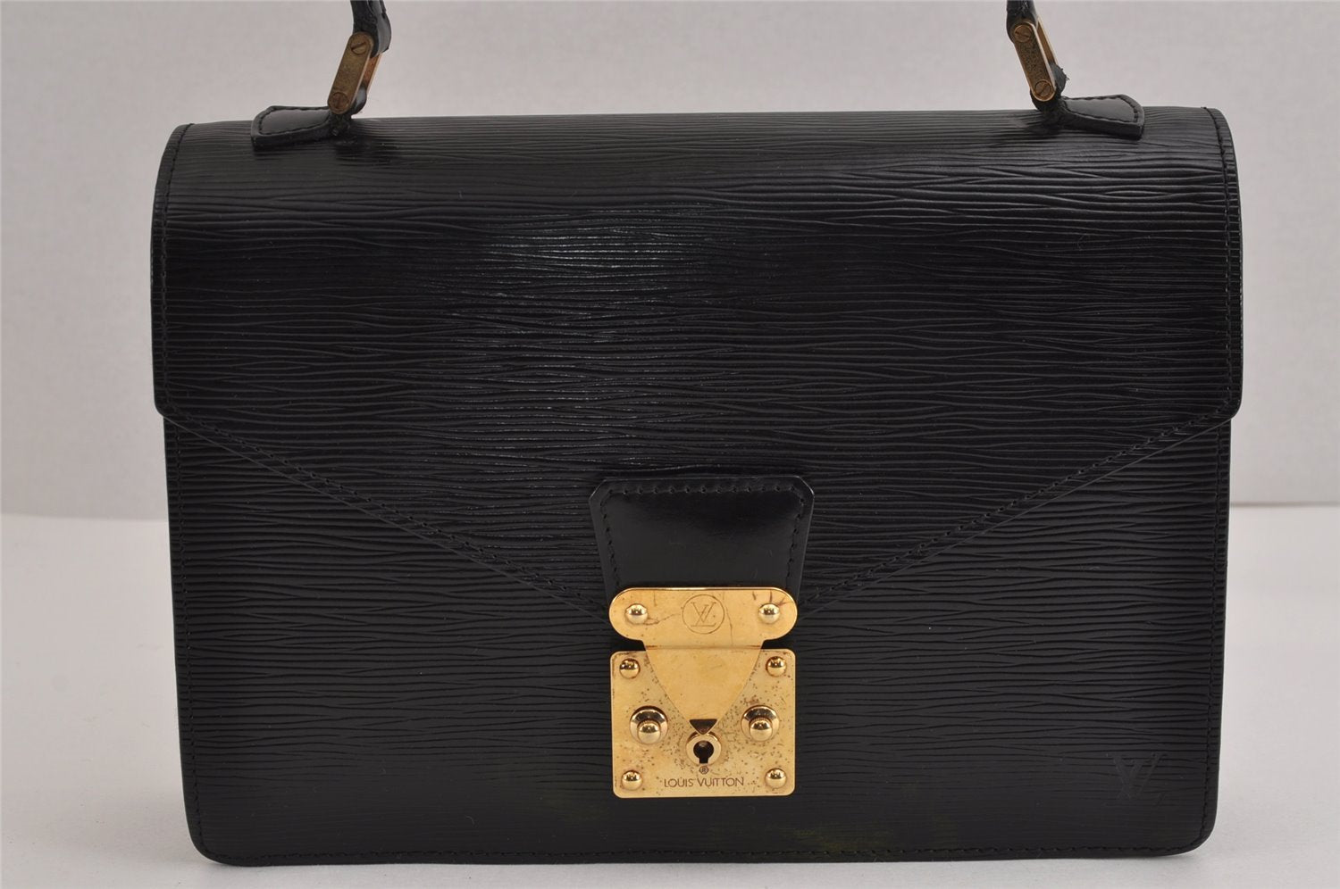 Authentic Louis Vuitton Epi Concorde Hand Bag Purse Black M52132 LV 2584J