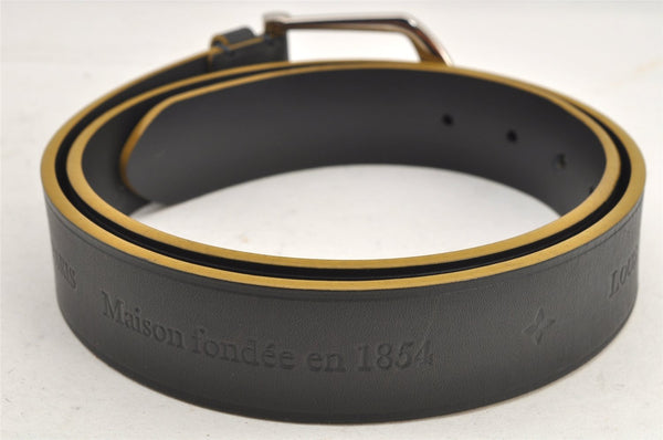Auth Louis Vuitton Leather Belt Maison fondee en 1854 35.4" Navy M9559 LV 2584K