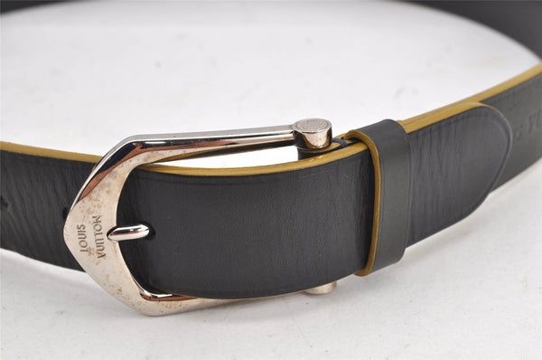 Auth Louis Vuitton Leather Belt Maison fondee en 1854 35.4" Navy M9559 LV 2584K
