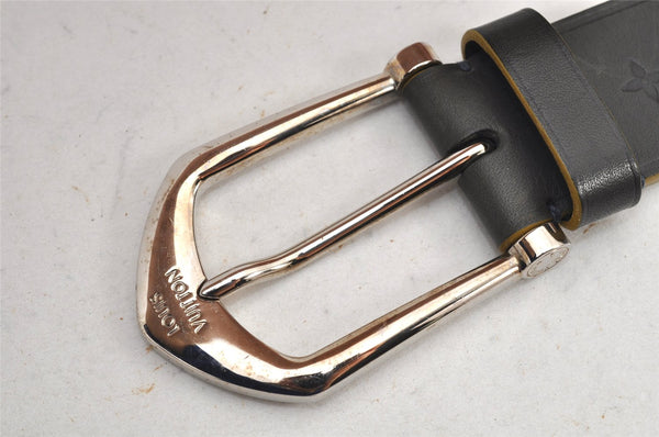 Auth Louis Vuitton Leather Belt Maison fondee en 1854 35.4" Navy M9559 LV 2584K