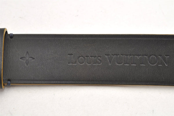 Auth Louis Vuitton Leather Belt Maison fondee en 1854 35.4" Navy M9559 LV 2584K