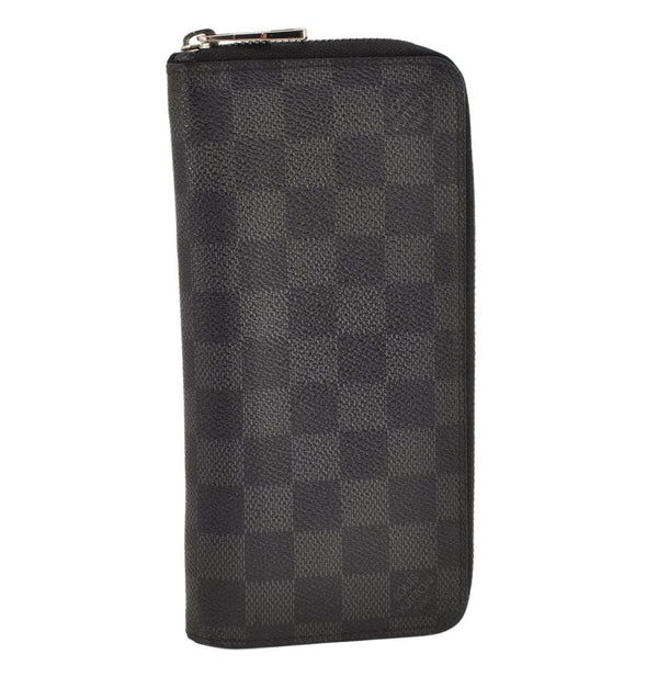 Authentic Louis Vuitton Damier Graphite Zippy Wallet Vertical N63095 LV 2587K