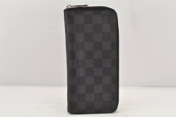 Authentic Louis Vuitton Damier Graphite Zippy Wallet Vertical N63095 LV 2587K