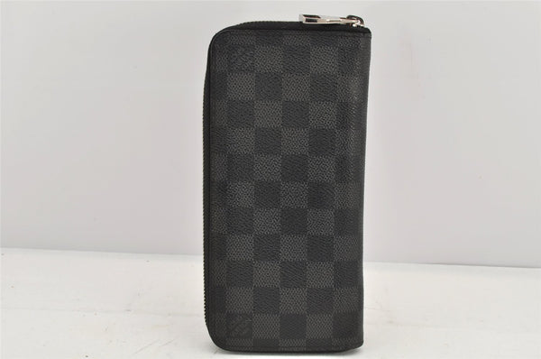 Authentic Louis Vuitton Damier Graphite Zippy Wallet Vertical N63095 LV 2587K