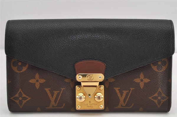 Authentic Louis Vuitton Monogram Portefeuille Pallas Wallet M58415 Black 2588K