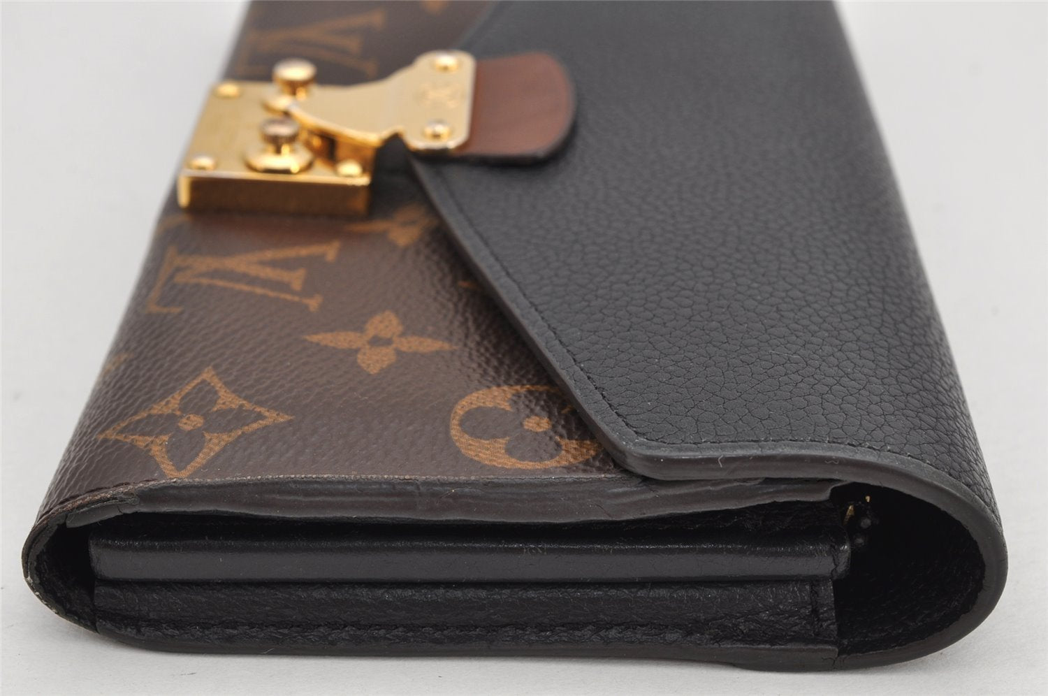 Authentic Louis Vuitton Monogram Portefeuille Pallas Wallet M58415 Black 2588K