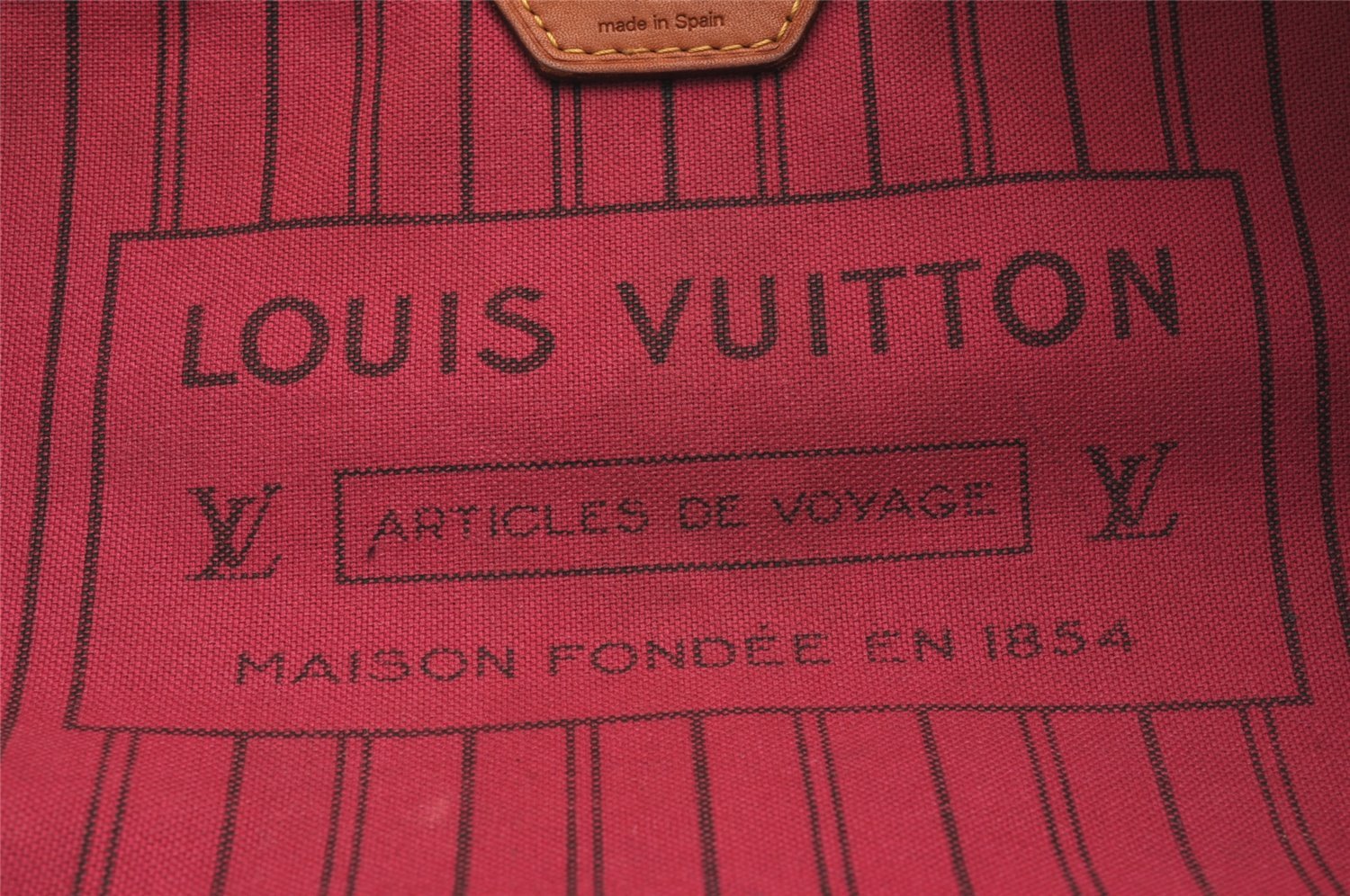 Authentic Louis Vuitton Monogram Neverfull MM Tote Bag Fuchsia M40996 Pink 2589J