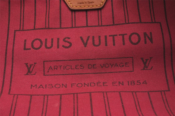 Authentic Louis Vuitton Monogram Neverfull MM Tote Bag Fuchsia M40996 Pink 2589J