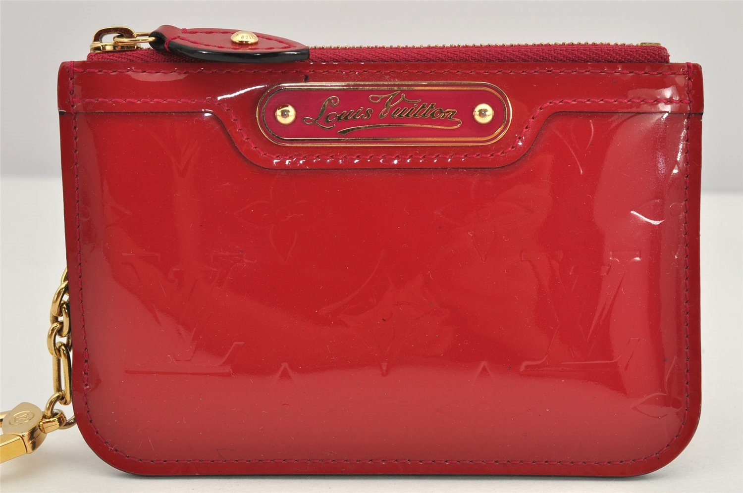 Authentic Louis Vuitton Vernis Pochette Cles NM Coin Purse Case M91669 Red 2590K