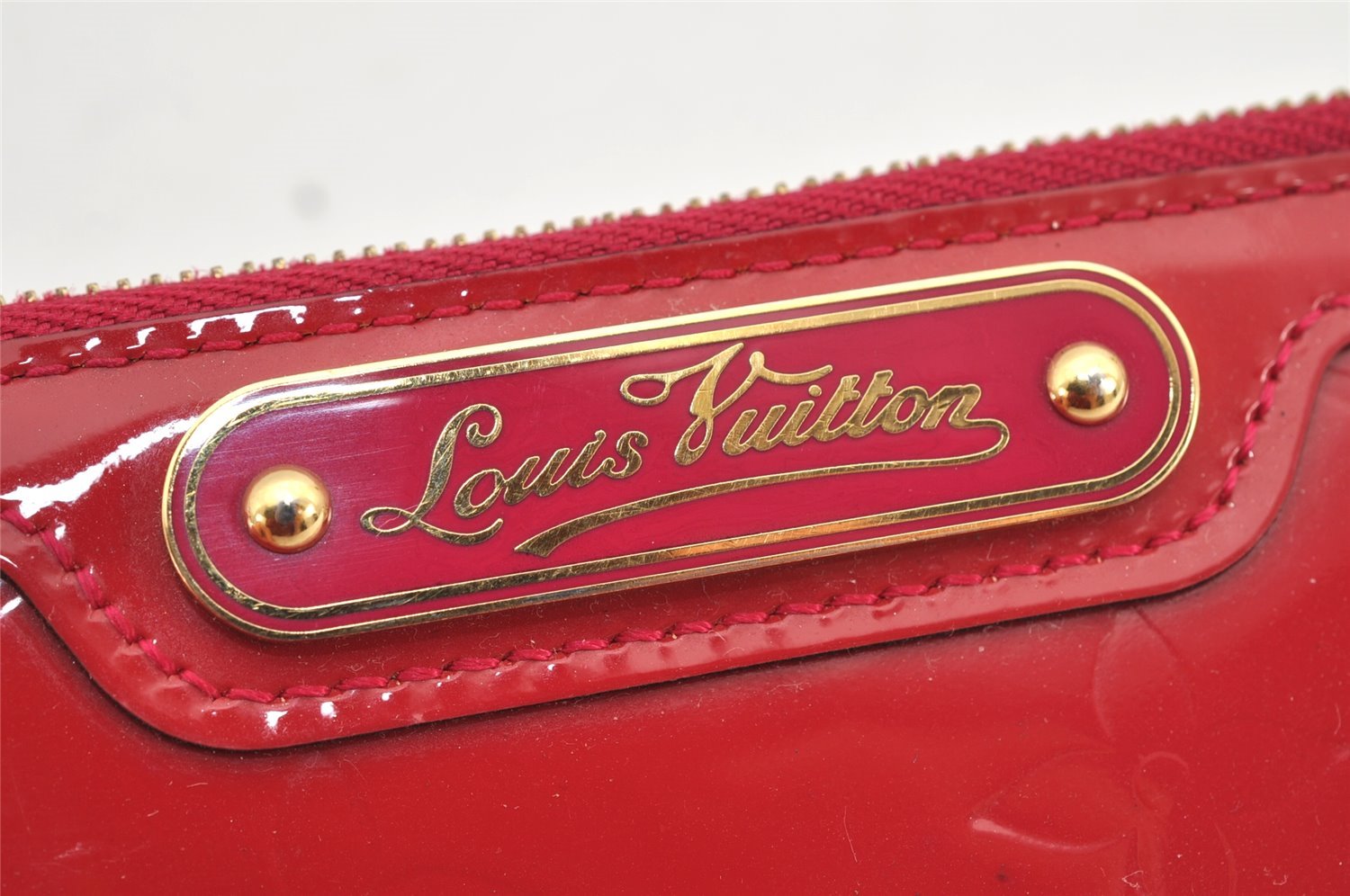 Authentic Louis Vuitton Vernis Pochette Cles NM Coin Purse Case M91669 Red 2590K