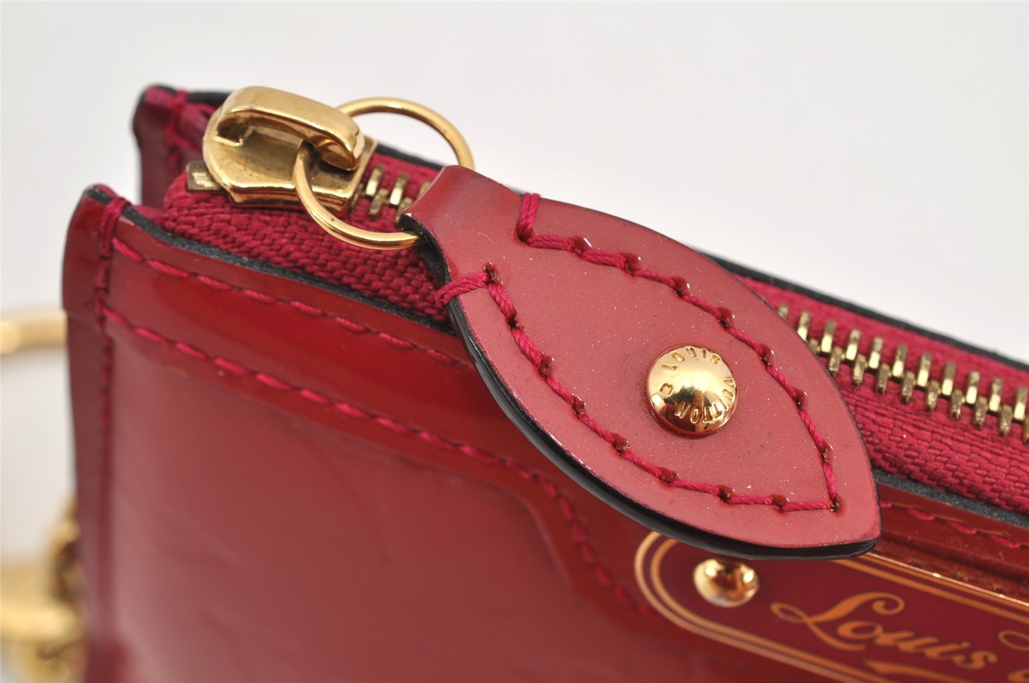 Authentic Louis Vuitton Vernis Pochette Cles NM Coin Purse Case M91669 Red 2590K