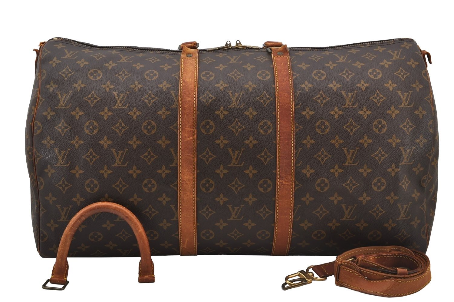 Auth Louis Vuitton Monogram Keepall Bandouliere 55 M41414 Boston Bag Junk 2591J