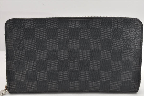 Authentic Louis Vuitton Damier Graphite Zippy Organizer Wallet N63077 Box 2592K