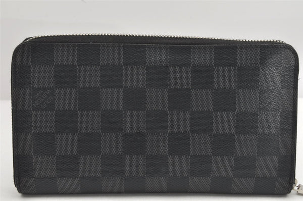 Authentic Louis Vuitton Damier Graphite Zippy Organizer Wallet N63077 Box 2592K