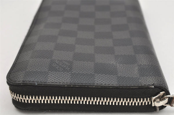 Authentic Louis Vuitton Damier Graphite Zippy Organizer Wallet N63077 Box 2592K