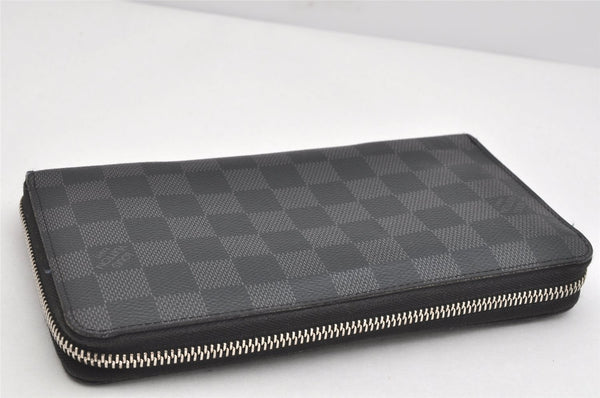 Authentic Louis Vuitton Damier Graphite Zippy Organizer Wallet N63077 Box 2592K