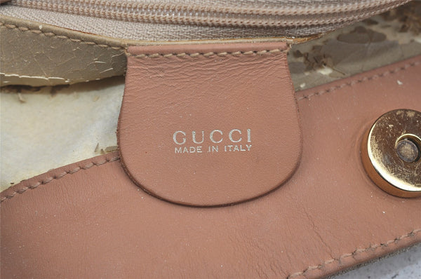Authentic GUCCI Vintage Bamboo Shoulder Tote Bag Suede Leather Beige Junk 2593I