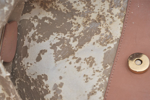 Authentic GUCCI Vintage Bamboo Shoulder Tote Bag Suede Leather Beige Junk 2593I