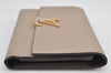 Auth Louis Vuitton Taurillon Portefeuille Capucines Compact Wallet Beige 2593K