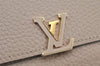 Auth Louis Vuitton Taurillon Portefeuille Capucines Compact Wallet Beige 2593K