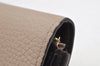 Auth Louis Vuitton Taurillon Portefeuille Capucines Compact Wallet Beige 2593K