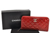 Authentic CHANEL Brilliant Enamel Matelasse Long Wallet Purse Red CC Box 2594K