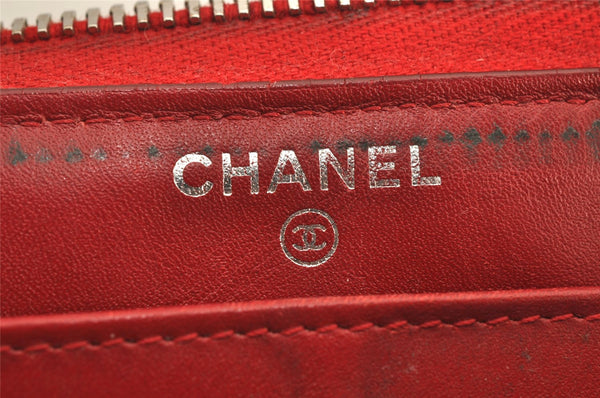 Authentic CHANEL Brilliant Enamel Matelasse Long Wallet Purse Red CC Box 2594K