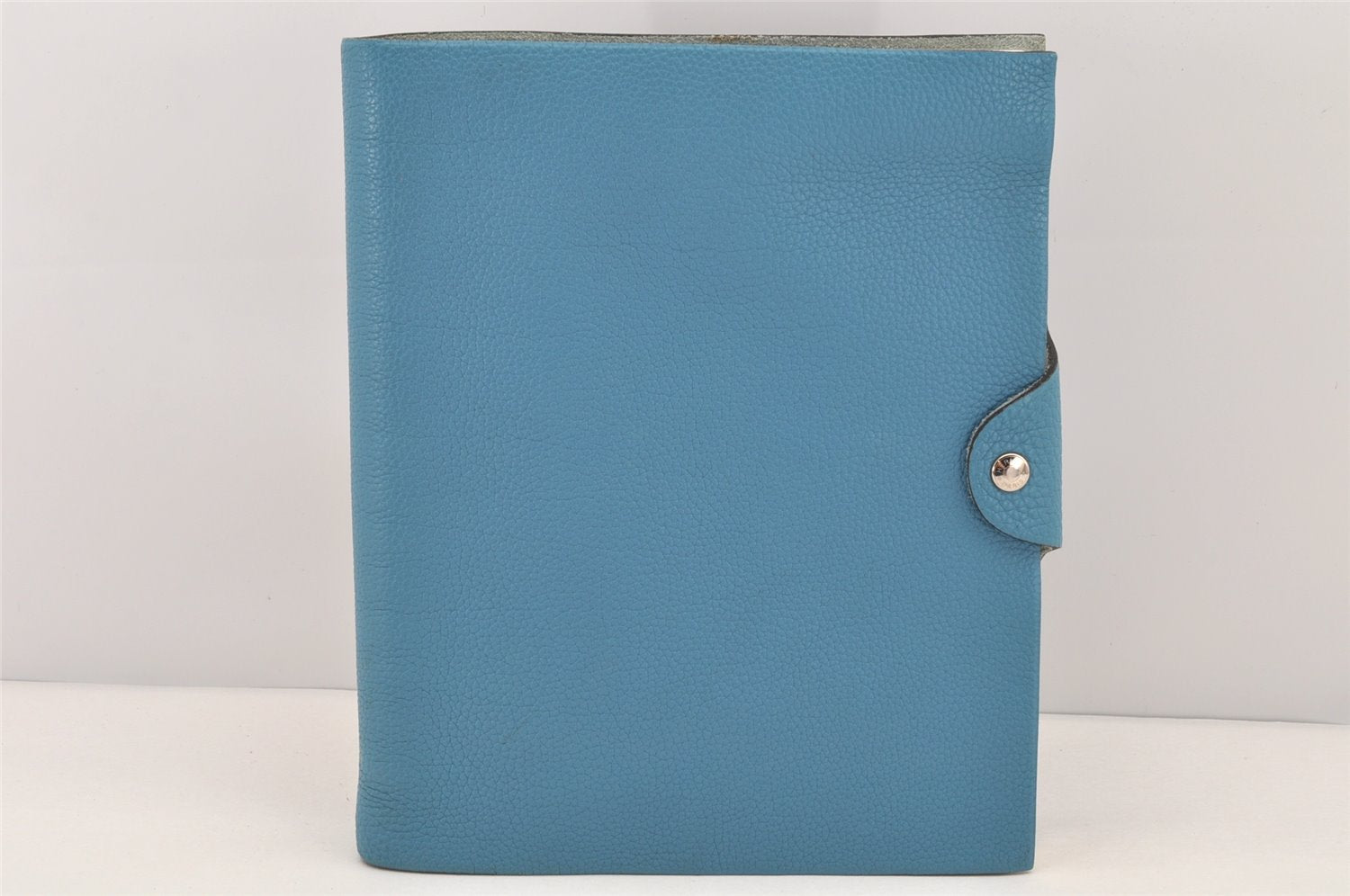 Authentic HERMES Yuris GM Agenda Note Book Cover Leather Light Blue 2595K