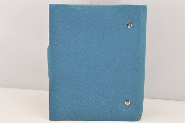 Authentic HERMES Yuris GM Agenda Note Book Cover Leather Light Blue 2595K